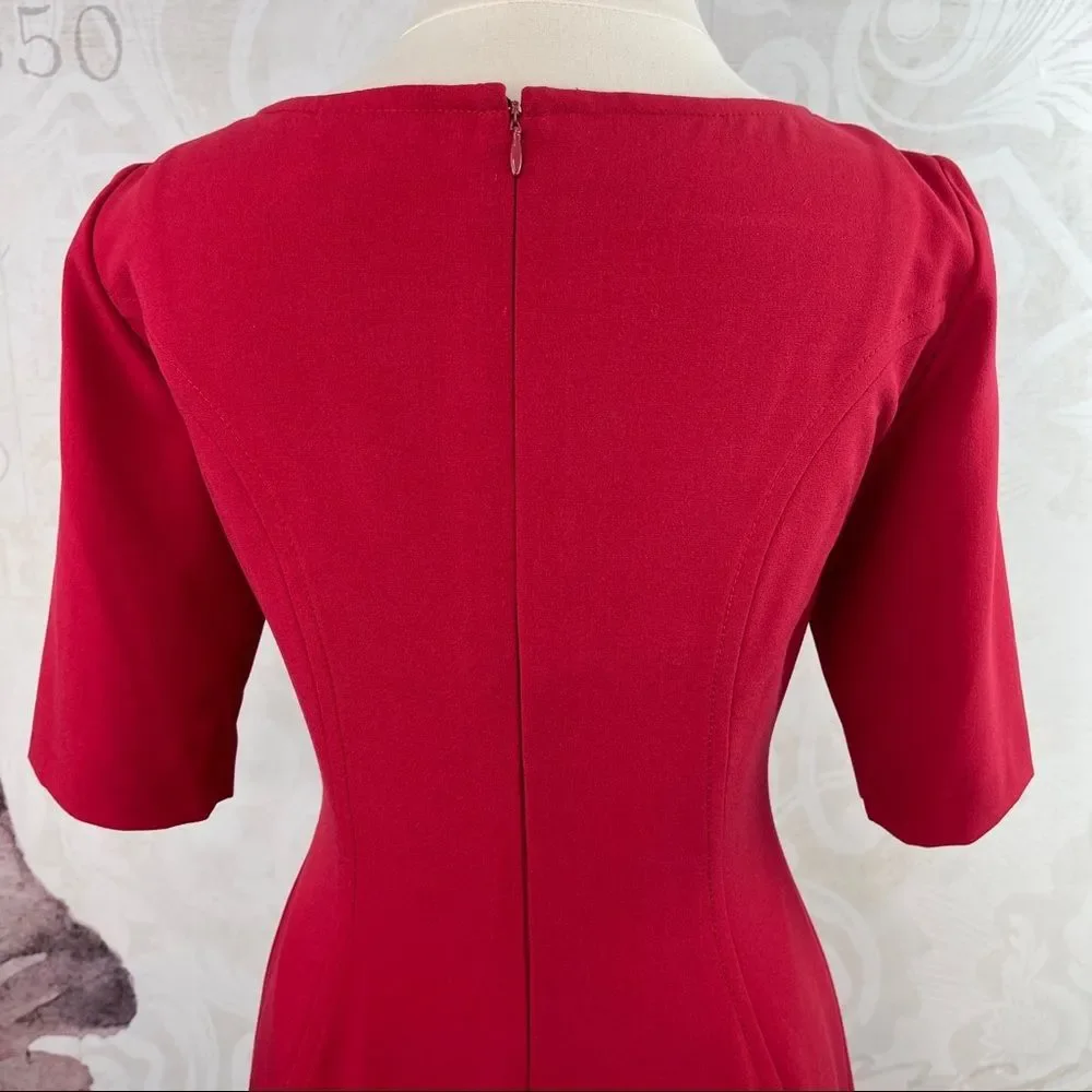 Tahari Arthur S. Levine red classy dress Size 2 Petite - Picture 10 of 13